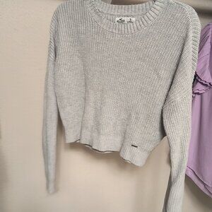 Hollister grey women's crop top sweater